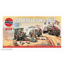 Airfix A01305V - 1:76 25pdr Field Gun & Quad, Vintage Classics