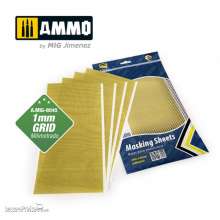 AMMO by MIG Jimenez A.MIG-8045 - Masking Sheets 1mm Grid (x5 sheets, 290mm x 145mm, adhesive)