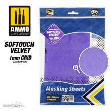 AMMO by MIG Jimenez A.MIG-8245 - Softouch Velvet Masking Sheets 1mm Grid (x5 sheets, 290mm x 145mm, adhesive)