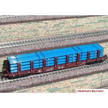 Modellbahn-Bachmann 2080132B - Mantelrohre blau für Tillig, für den 4-achs. Rungenwagen (Art.- Nr. 1557 u.ä.) Größe: 153 x 22 m