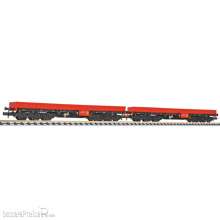 Liliput 260202 - 2-tlg. Set, 6-achs. Schwerlastwg., DB AG, Samms-u 454, rot/schwarz, Ep.V