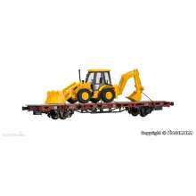 Kibri 26260 - Spur H0 Niederbordwagen mit Baggerlader JCB 4CX 4x4x4 Fertigmodell