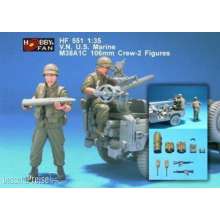 Hobby Fan HF551 - 1:35 V.N. U.S. Marine M38A1C 106mm Crew-2 Fig