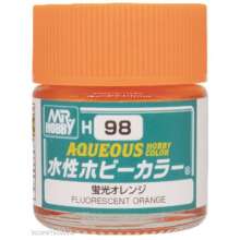 Mr Hobby - Gunze H-098 - Mr Hobby -Gunze Aqueous Hobby Colors (10 ml) Fluorescent Orange