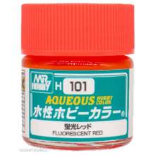 Mr Hobby - Gunze H-101 - Mr Hobby -Gunze Aqueous Hobby Colors (10 ml) Fluorescent Red