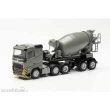 Herpa 316224 - Volvo FH Flachdach 2020 (6x2) Betonmischer-Sattelzug, grau/gelb