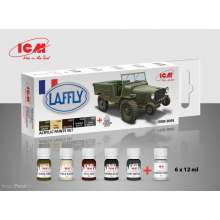 ICM 3009 - Acrylic paint set for Laffly V15T and French vehicles 6 12 ml