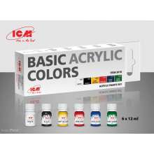 ICM 3010 - Acrylic paint set Basic acrylic colors 6 12 ml