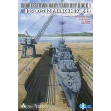 Takom TAKSP7058 - CHARLESTOWN NAVY YARD DRY DOCK 1 & USS DD-742 FRANK KNOX 1944 in 1:700