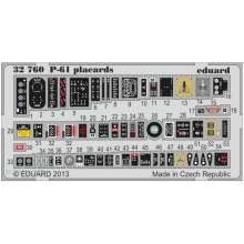 Eduard Accessories 32760 - P-61 placards for Hobby Boss in 1:32