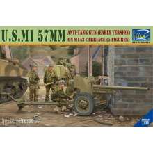 Riich Models RV35019 - U.S.M1 57mm anti-tank Gun early version on M1A3 Carriage w/Crews (5 figu in 1:35