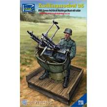 Riich Models RV35047 - WWII German Zwillingssockel 36 Anti-Aircraft MG Mount w.Solider(include PE&Decal in 1:35