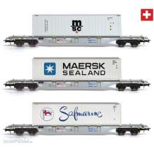 B-Models 54.302 - Containertragwagen Set 3 Sgns + Reefer (fixed container)