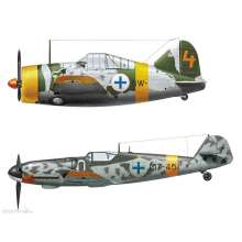 Hasegawa 602439 - 1/72 B-239 Buffalo & Messerschmitt Bf109G-6, Juutilainen