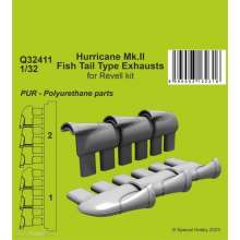 CMK 129-Q32411 - 1:32 Hurricane Mk.II Fish Tail Type Exhausts 1/32