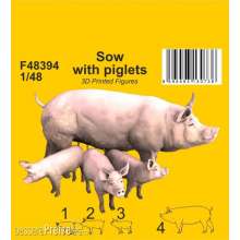 CMK F48394 - 1:48 Sow with piglets 1/48