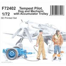 CMK 129-F72402 - Tempest Pilot, Dog and Mechanic with Accumulator Trolley 1/72