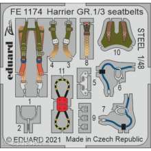 Eduard Accessories FE1174 - Harrier GR.1/3 seatbelts STEEL 1/48 for KINETIC in 1:48