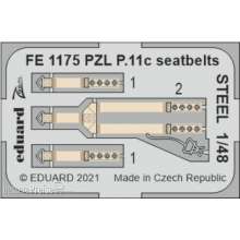 Eduard Accessories FE1175 - PZL P.11c seatbelts STEEL 1/48 for ARMA HOBBY in 1:48