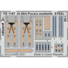 Eduard Accessories FE1197 - IA-58A Pucara seatbelts STEEL 1/48 for KINETIC in 1:48