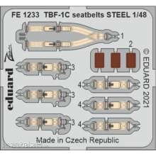 Eduard Accessories FE1233 - 1:48 TBF-1C seatbelts STEEL, for ACADEMY