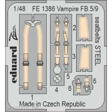 Eduard Accessories FE1386 - 1/48 Vampire FB.5/9 seatbelts STEEL 1/48 AIRFIX