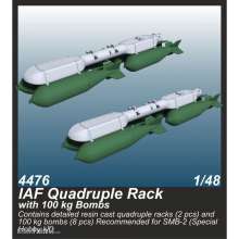 CMK 129-4476 - IAF Quadruple Rack with 100 kg Bombs (2 pcs.) / for SMB-2, Sa´ar and Mirage III kits