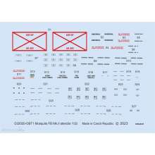 Eduard Accessories D32020 - 1:32 Mosquito FB Mk.II stencils 1/32 for TAMIYA