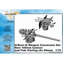 CMK 129-N72020 - U-Boot IX Weapon Conversion set-new105mm cannon a.Flak Vierling f.Revell kit in 1:72