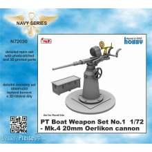 CMK N72030 - 1:72 PT Boat Weapon Set No.1 - Mk.4 20mm Oerlikon cannon