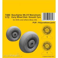 CMK 129-7480 - 1:72 Beufighter Mk.I/VI Mainwheels - Early Wheel Hub / Smooth Tyre