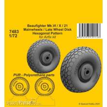 CMK 129-7483 - 1:72 Beaufighter Mk.VI/X/21 Mainwheels - Late Wheel Disk / Hexagonal Tread Pattern