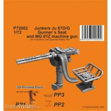 CMK 129-P72002 - 1:72 Ju 87D/G Gunner`s Seat and MG 81Z machine gun / for Academy/SH