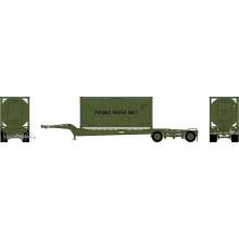 Athearn ATH-2116 - HO ATH Drop-Frame Spread-Axle Chassis w/Container Chassis- Green #122477, Container- USAU #225549 1