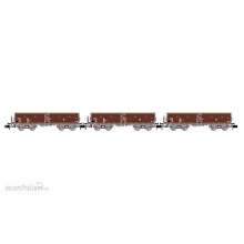 Arnold HN6563 - DR, 3-teiliges Set Selbstentladewagen der Bauart Fal-zz ohne Oberkasten, Braun