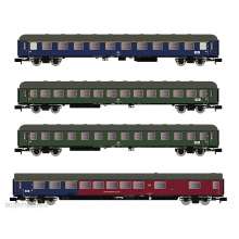 Arnold HN4359 - DB, 4-tlg. Set Reisezugwagen, Blau, Grün, Blau/Rot,