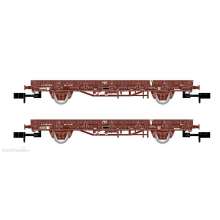 Arnold HN6543 - SNCF, 2-tlg. Set 2-achs. Flachwagen V, mit Betonschwellen