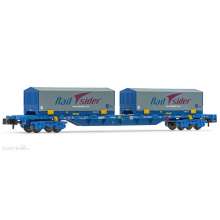 Arnold HN6592 - RENFE, MMC mit 2x 22-Flaktrack-Container Cadfer/Railsider mit grauer Plane