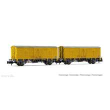 Arnold 80298866 - R.N., 2-tlg. Set 2-achs. Gedeckte Güterwagen J-300.000, Gelb