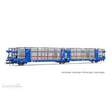 Electrotren HE6077 - TRANSFESA/Hispanauto, 3-achs. Autotransportwagen Laeks Mega Car Carrier, Silber-Blau