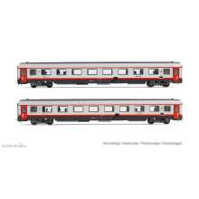 Rivarossi HR4351 - FS, 2-tlg. Set 1. Klasse Wagen Gran Confort, Progetto 901, Frecciabiancamit roten Einstiegen.