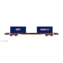 Rivarossi HR6502 - ERR, 4-achs. Flachwagen Sg, in Brauner Lackierung,mit 2 x 20 Container CMA CGM