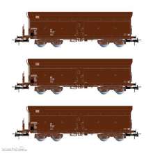 Rivarossi HR6520 - DB AG, 3-tlg. Set 4-achs. Selbstentladewagen Fals164, Braun