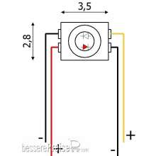 Tams Elektronik 81-59406-02 - DUO-SMD-LEDs, Bauform PLCC4, mit angelöteten Kupferlackdrähten, kaltweiß-rot