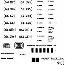 Weinert 9103 - Schiebebild-Beschriftung für BR 64