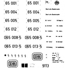 Weinert 9115 - Schiebebild-Beschriftung für BR 65