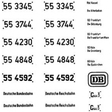 Weinert 9123 - Schiebebild-Beschriftung für BR 55