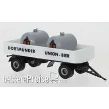 Brekina 95578 - Anhänger Pritsche, Dortmunder Union Bier, mit Tanks, 1955