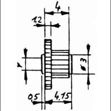 Weinert 9633 - Kunststoff-StufenzahnradZähnezahl 10 bei Modul 0,4 auf 15 bei Modul 0,5Bohrung 2,04 mm