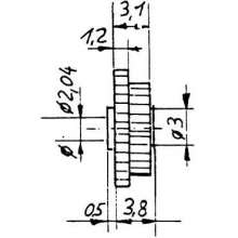 Weinert 9634 - Kunststoff-StufenzahnradZähnezahl 20 bei Modul 0,5 auf 20 bei Modul 0,4Bohrung 2,04 mm